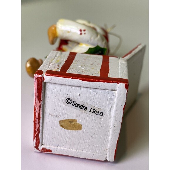 6 Vintage Wood Christmas Ornaments Painted Circus Horse Bear Nutcrackers Clown - Picture 14 of 14